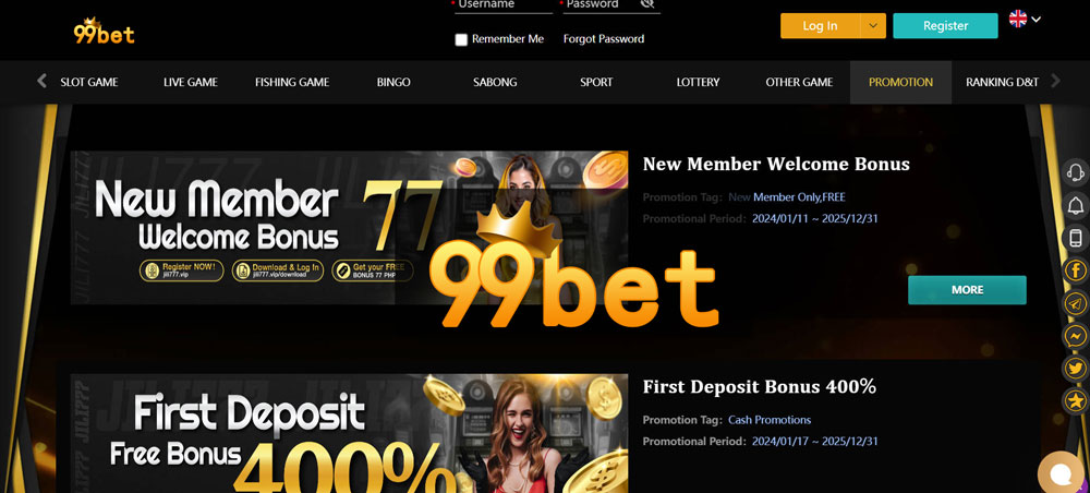 User Experience at99bet Online Casino 